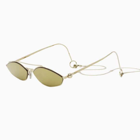 NEW FENDI SUNGLASSES, WOMEN GOLD FENDI SUNGLASSES WITH CHAIN - Picture 1 of 9